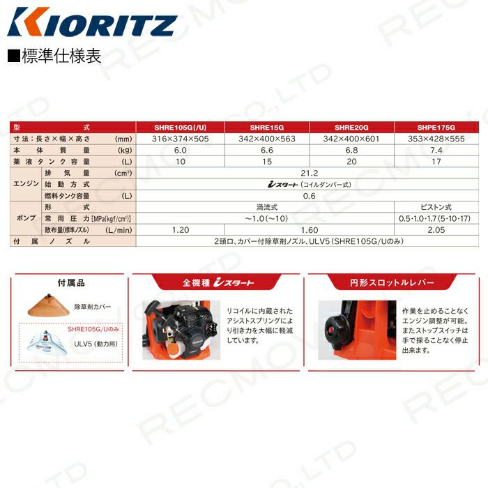 共立の背負い式散布機SHRE105G/Uならボクらの農業EC