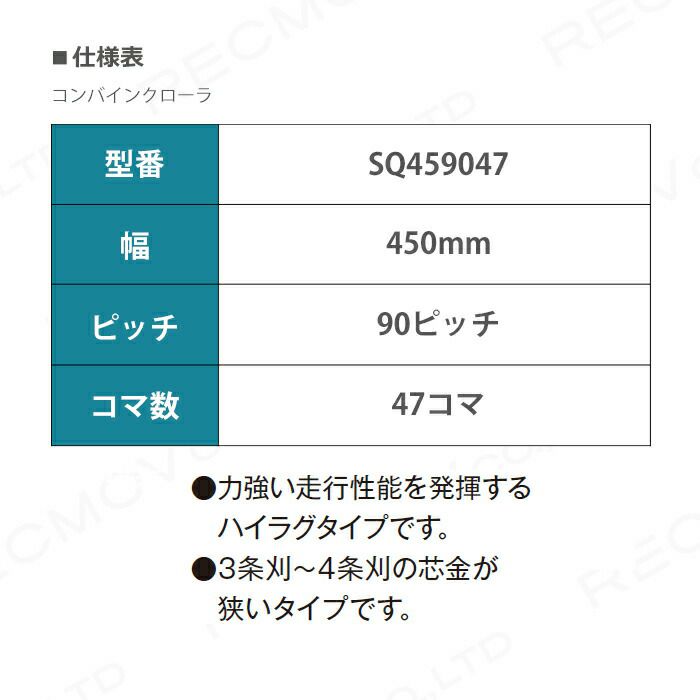 法人宛のみ宅配可 コンバインゴムクローラ 450幅×90ピッチ Nタイプ