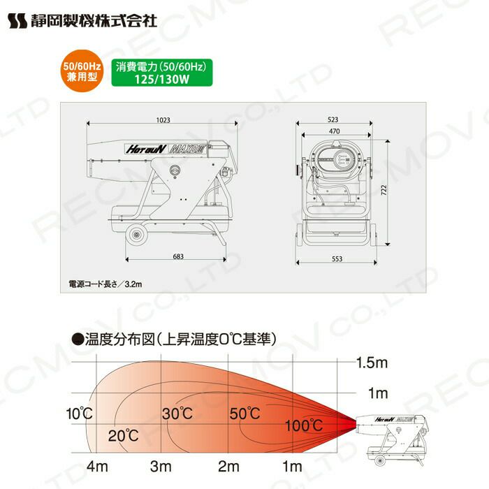 静岡製機 熱風オイルヒーター ホットガン HOTGUN MAXD3 50/60Hz兼用