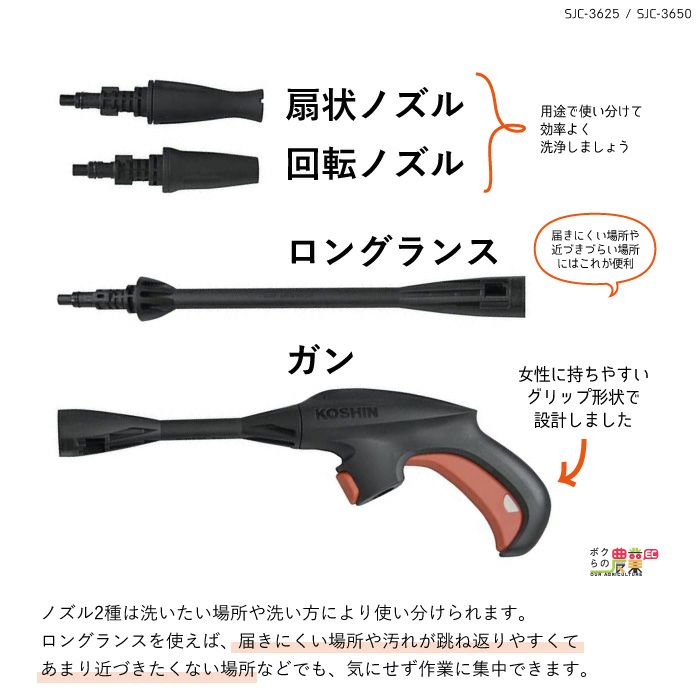 高圧洗浄機 充電式 工進 高圧洗浄機 SJC-3650 36V 5.0Ah バッテリー