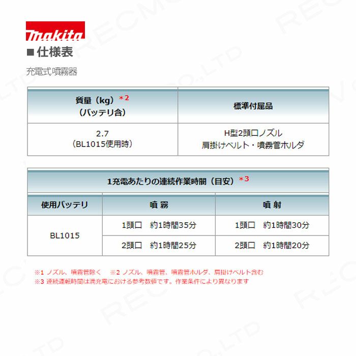 マキタ 充電式噴霧器 (本体のみ) MUS053DZ