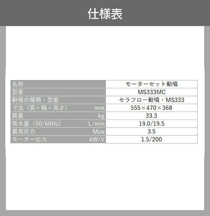 丸山製作所 モーターセット動噴 セラフロー動噴 MS333MC 50Hz