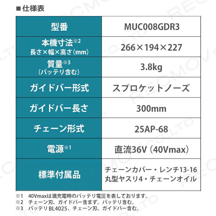 マキタの充電・電動式チェンソーMUC008GDR3ならボクらの農業EC