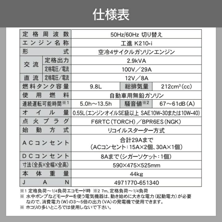 工進のインバーター発電機GV-29i+PA-373ならボクらの農業EC