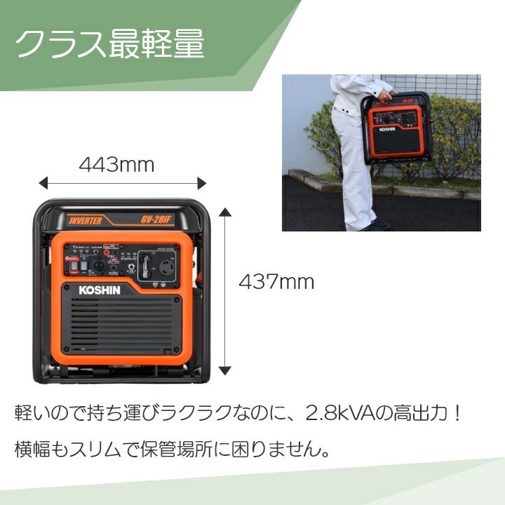 工進のインバーター発電機GV-28iF+PA-373ならボクらの農業EC